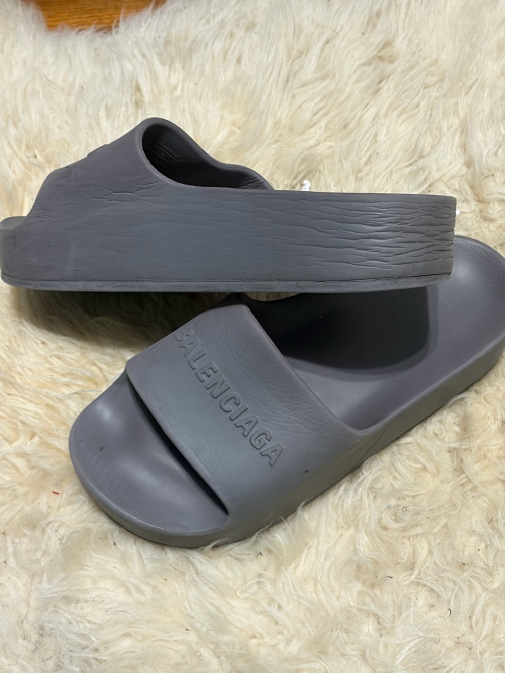 Balenciaga Logo Platform Slides Dark Gray Size 40/10 - Picture 15 of 16